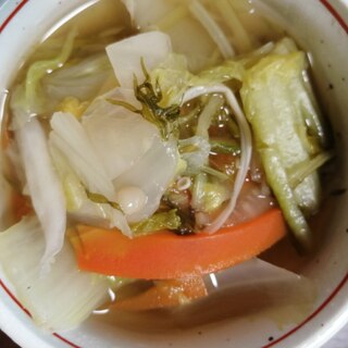 白菜とにんじんと水菜のスープ